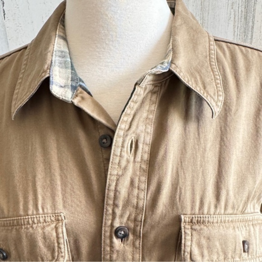 L.L. Bean Men's Casual Button-Down Shirt in Khaki Brown Size LT—fits like XL/XXL - Picture 4 of 8